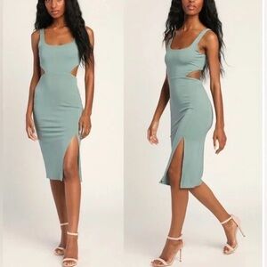 Lulu's Teal Cutout Midi Dress
